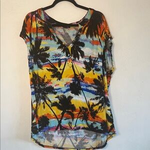 Spense Multicolor Tropical Print Blouse